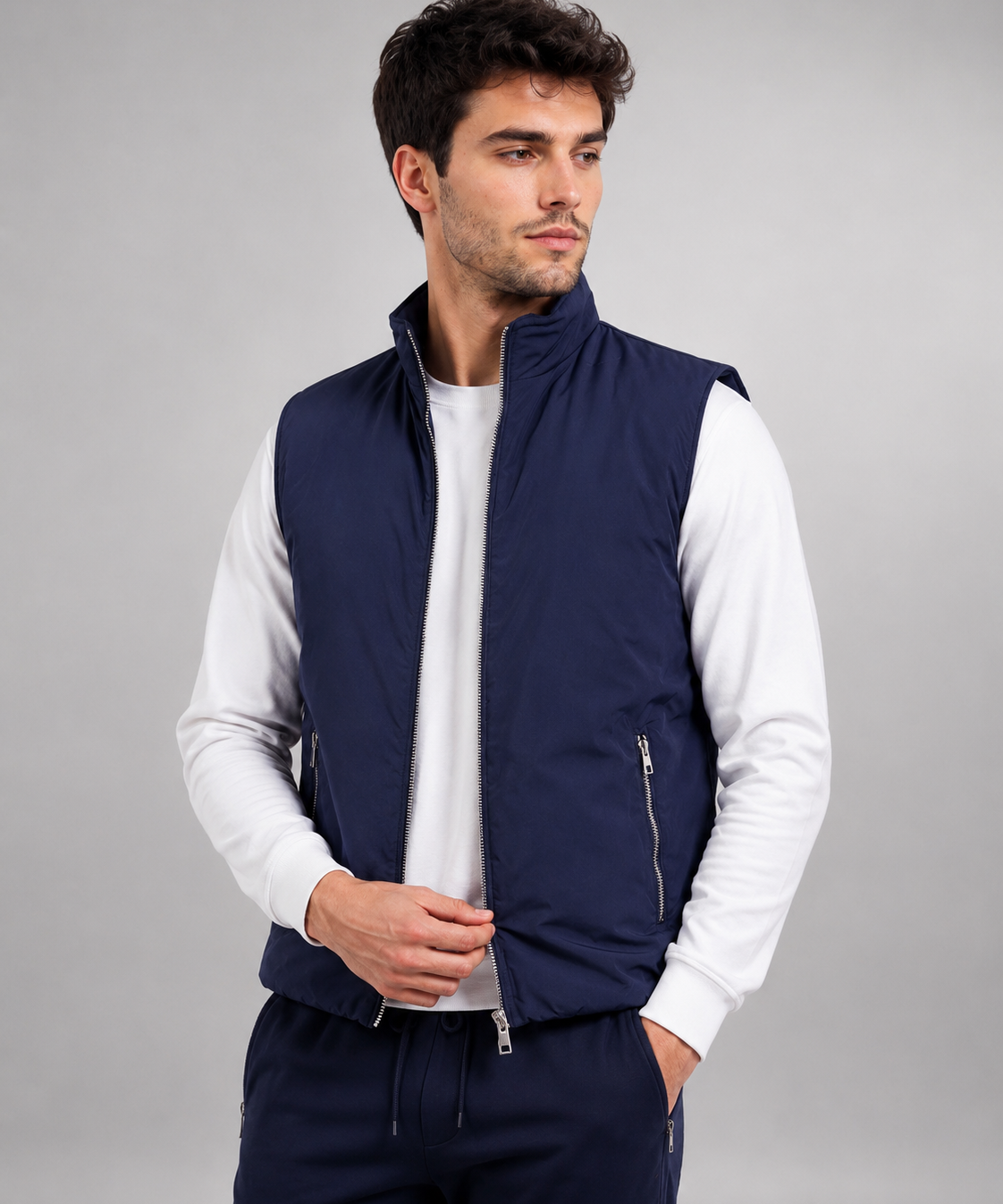 Gilet Sans Manches – Coupe Réversible avec Fermeture Éclair, Pour le Quotidien et les Jours Plus Froids