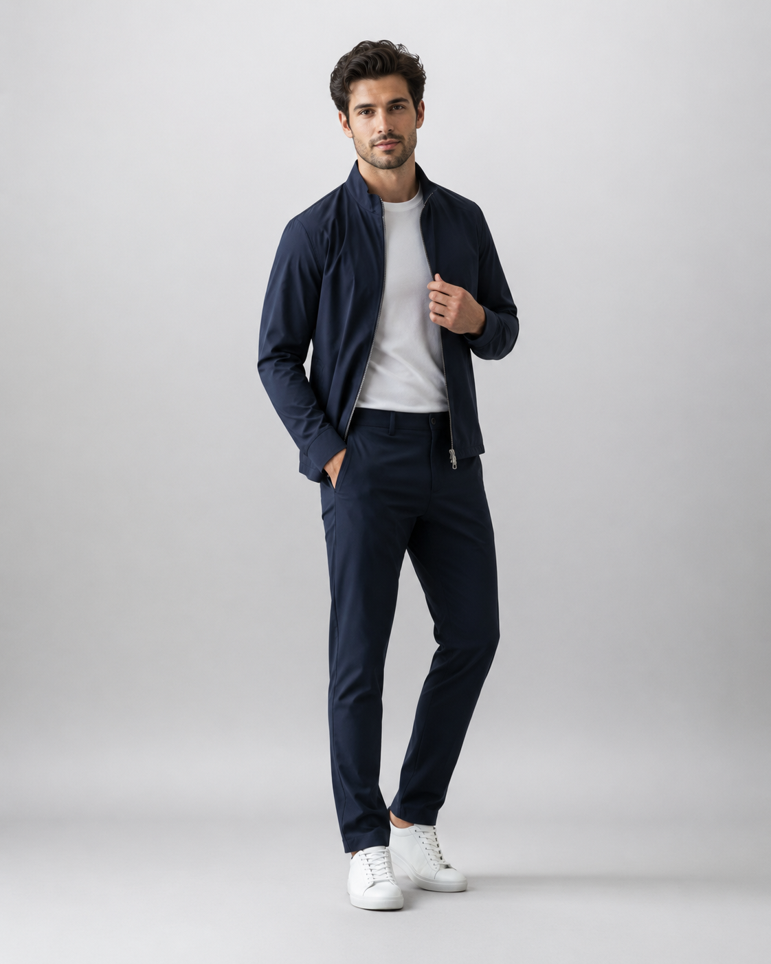 Ensemble de Survêtement – Coupe Technique avec Col Montant et Pantalons Étroits, Pour Tous les Jours