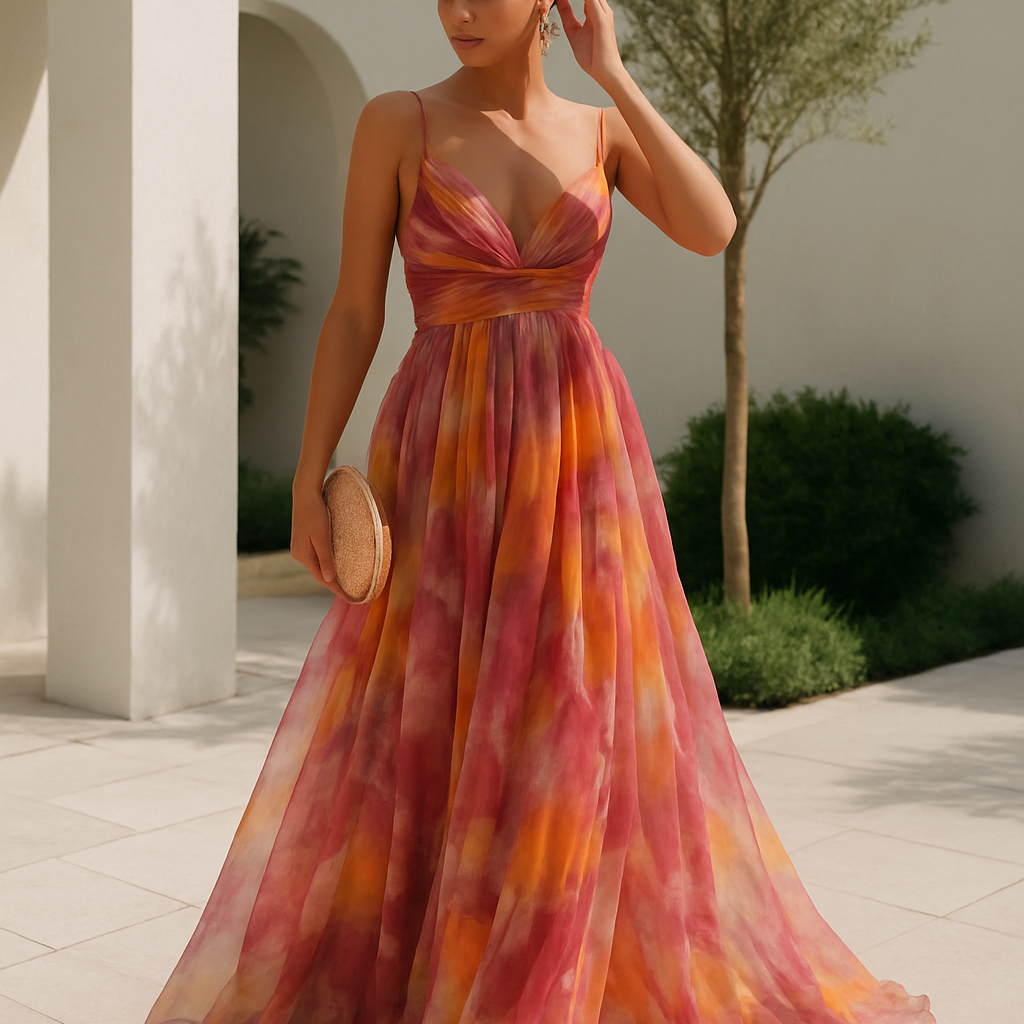 Robe d’Été Légère à Motif Floral – Silhouette Féminine Élégante