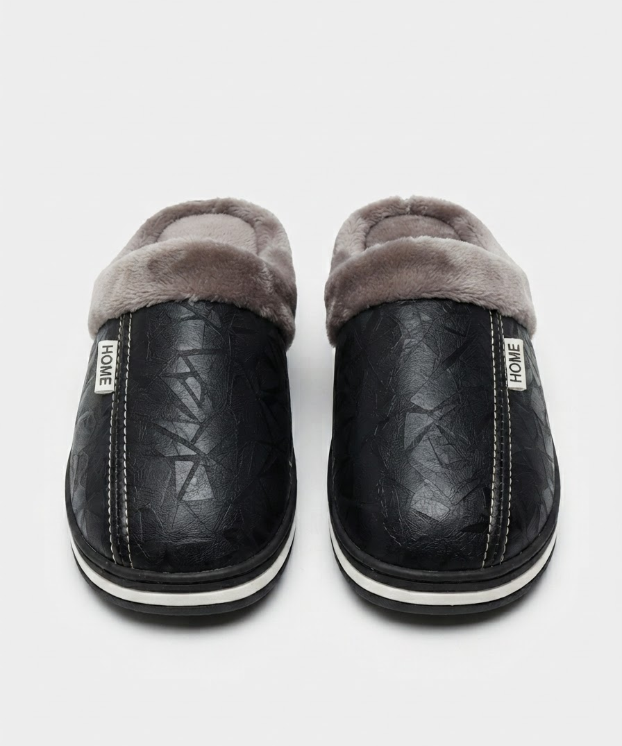 Chaussons d'hiver pour homme – Intérieur doublé, grande taille, usage quotidien à la maison