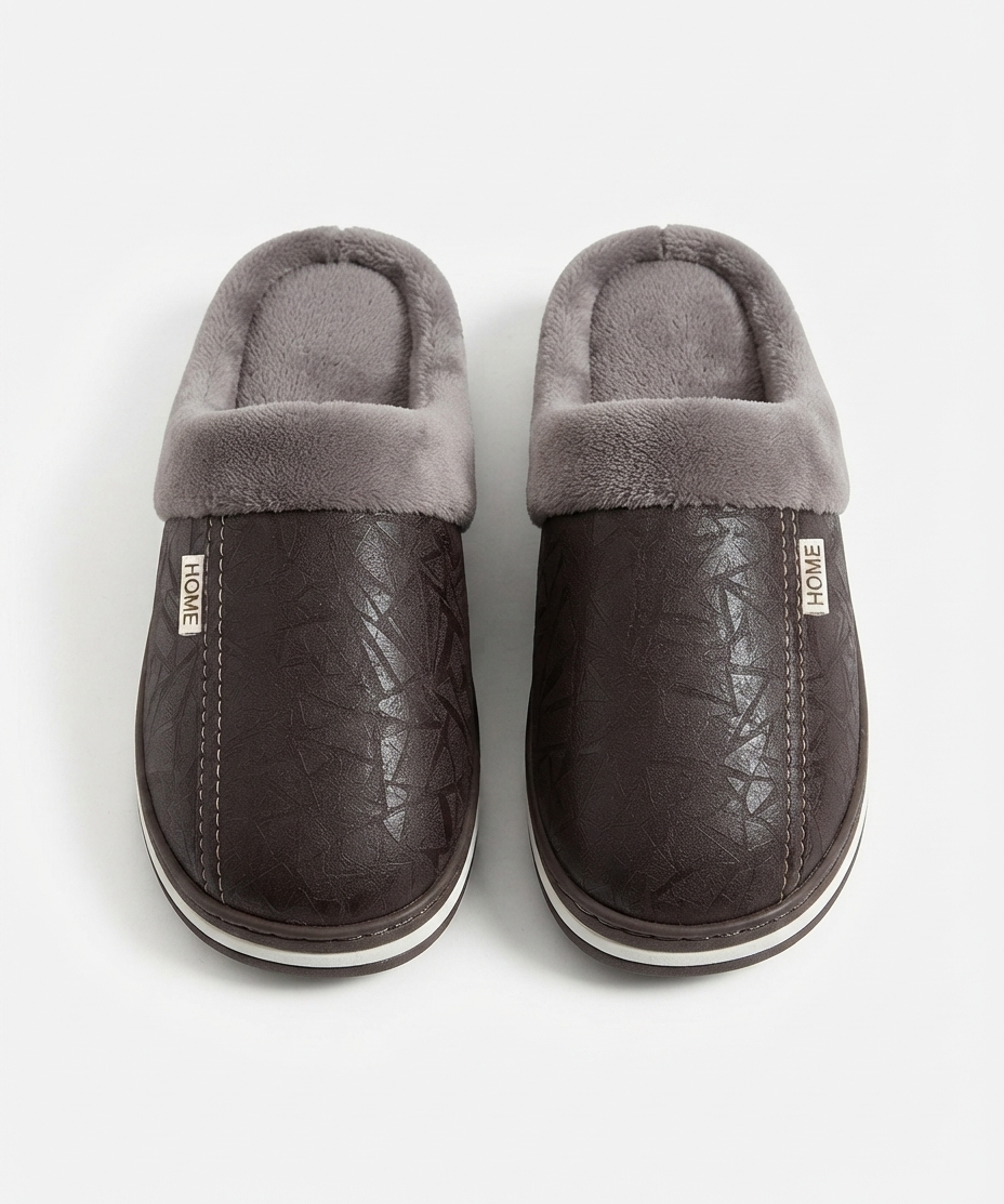 Chaussons d'hiver pour homme – Intérieur doublé, grande taille, usage quotidien à la maison