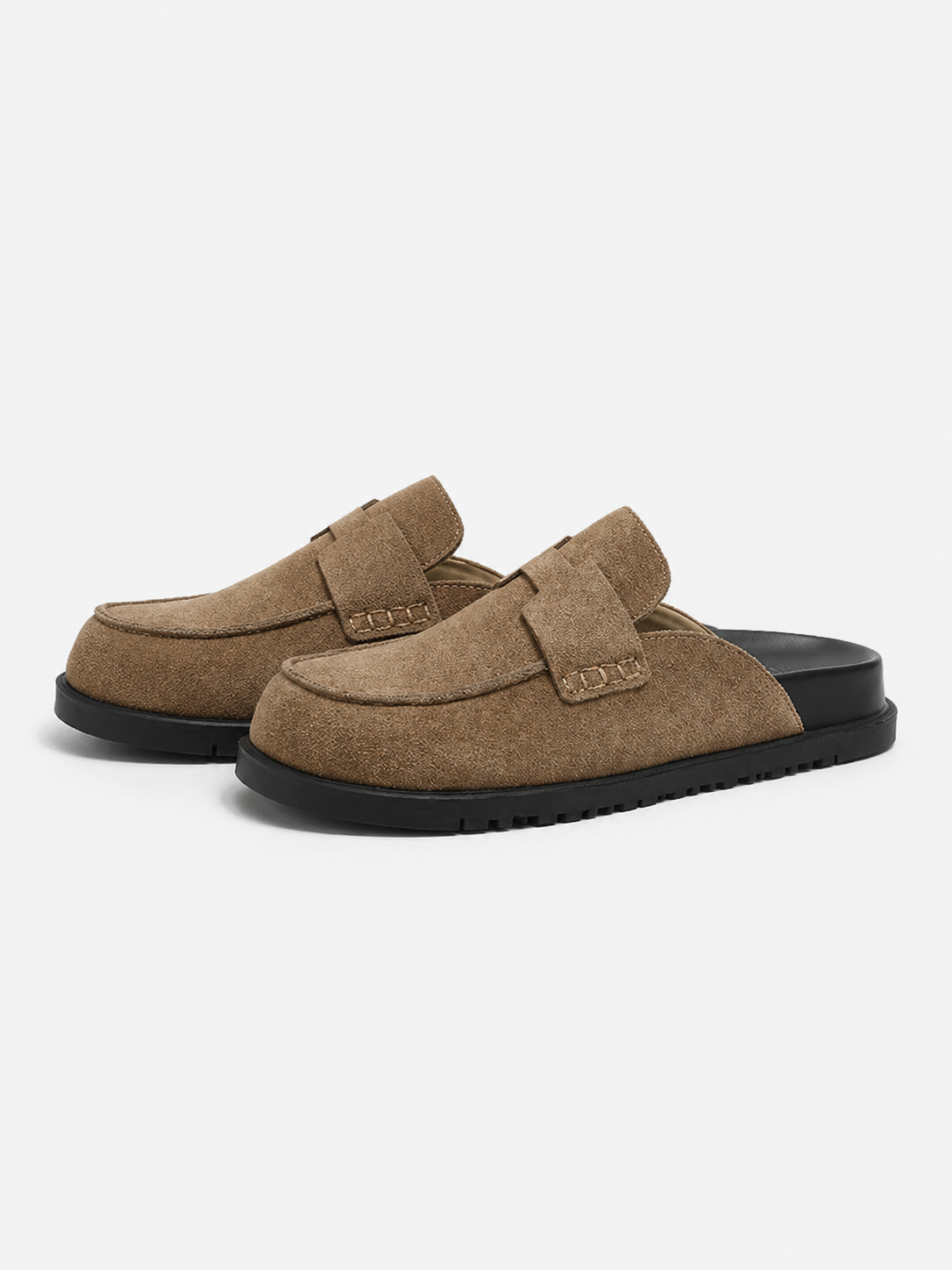 Chaussons en Cuir pour Femmes – Semelle épaisse, modèle à enfiler, pour le quotidien