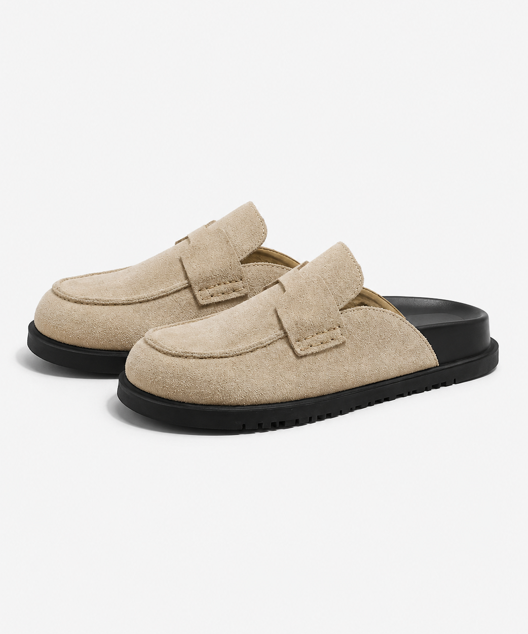 Chaussons en Cuir pour Femmes – Semelle épaisse, modèle à enfiler, pour le quotidien