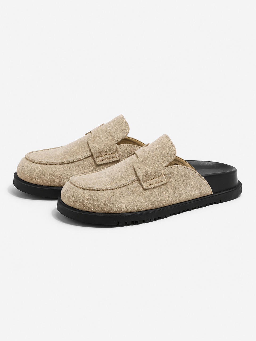 Chaussons en Cuir pour Femmes – Semelle épaisse, modèle à enfiler, pour le quotidien