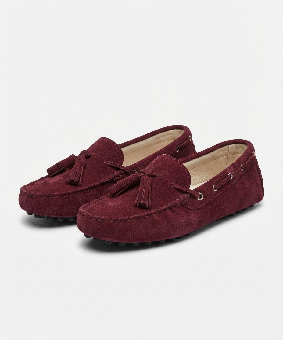 Chaussures plates pour femme – En cuir véritable, modèle à enfiler, style décontracté