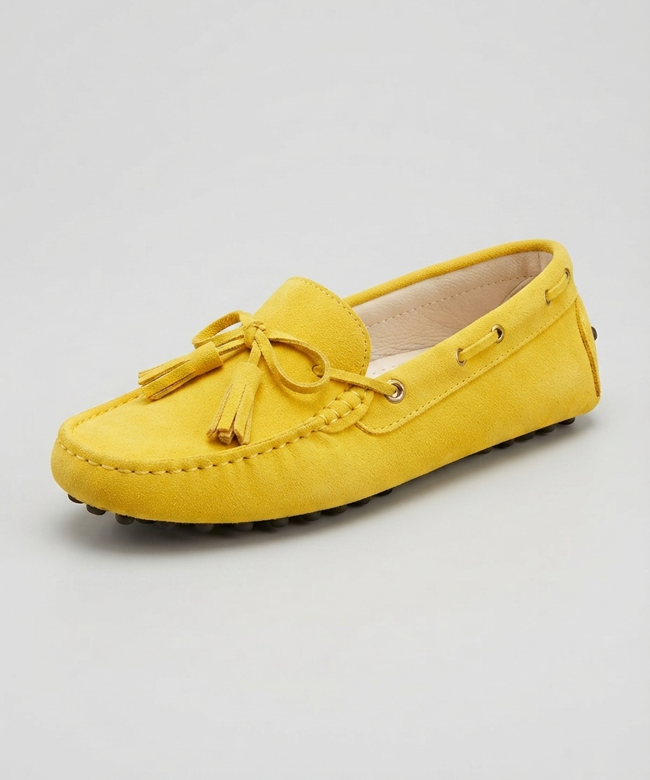 Chaussures plates pour femme – En cuir véritable, modèle à enfiler, style décontracté