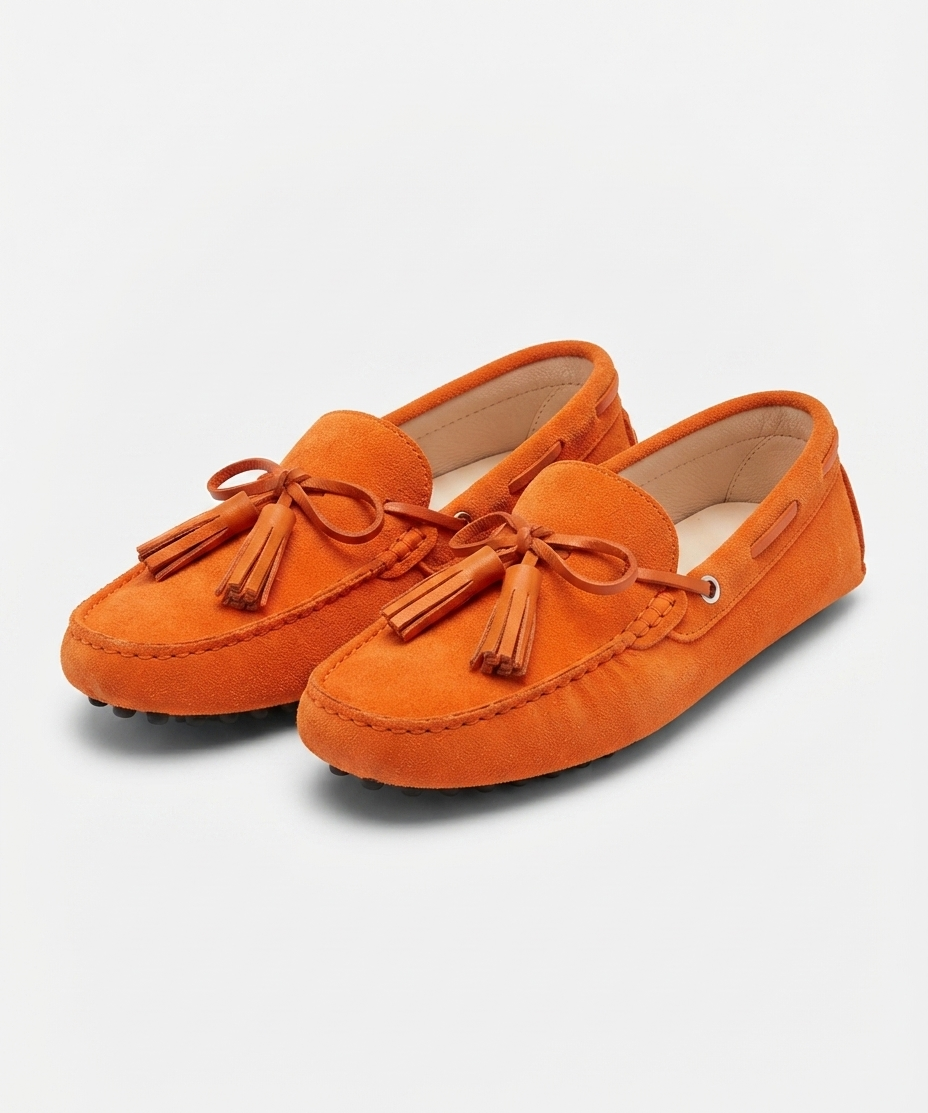 Chaussures plates pour femme – En cuir véritable, modèle à enfiler, style décontracté