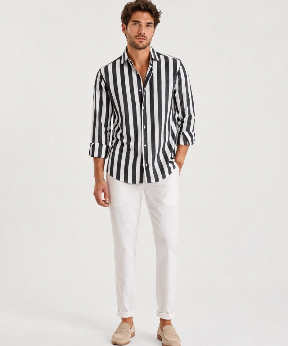 Chemise Décontractée à Manches Longues – Coupe Classique, Pour le Quotidien