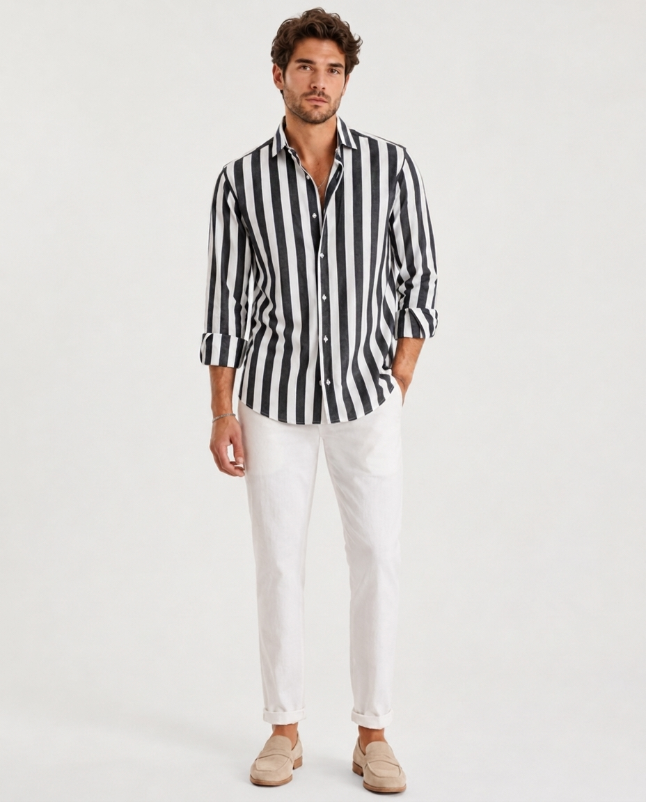 Chemise Décontractée à Manches Longues – Coupe Classique, Pour le Quotidien