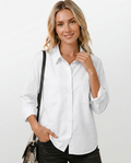 Chemise Femme Décontractée – Manches Longues, Double Poche Poitrine, Bureau
