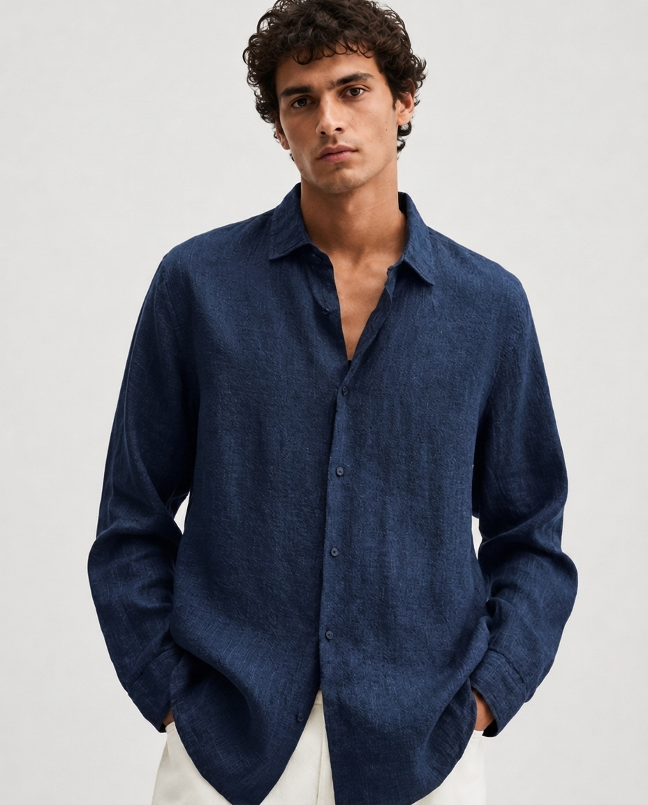 Chemise en Lin à Manches Longues – Tissu Respirant Coupe Classique Pour le Quotidien
