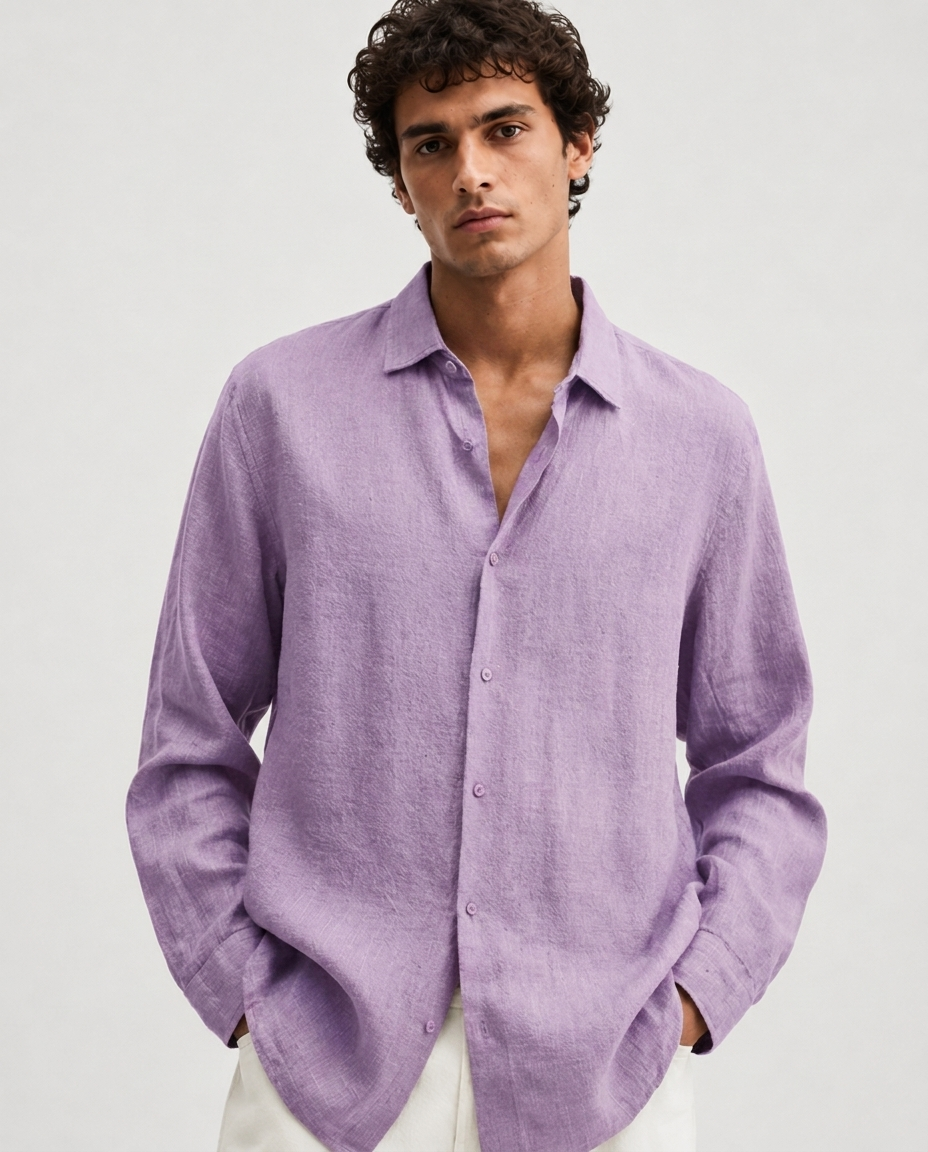 Chemise en Lin à Manches Longues – Tissu Respirant Coupe Classique Pour le Quotidien