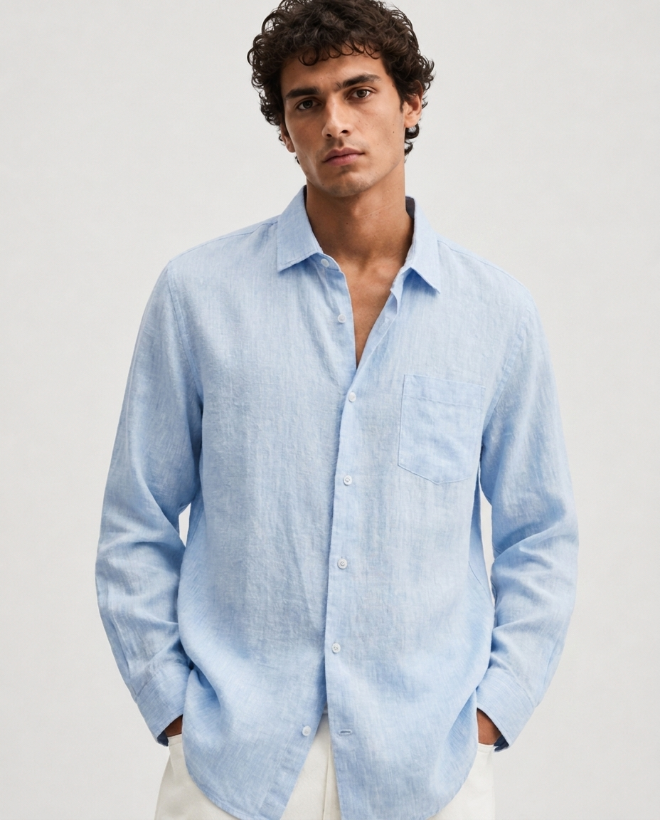 Chemise en Lin à Manches Longues – Tissu Respirant Coupe Classique Pour le Quotidien