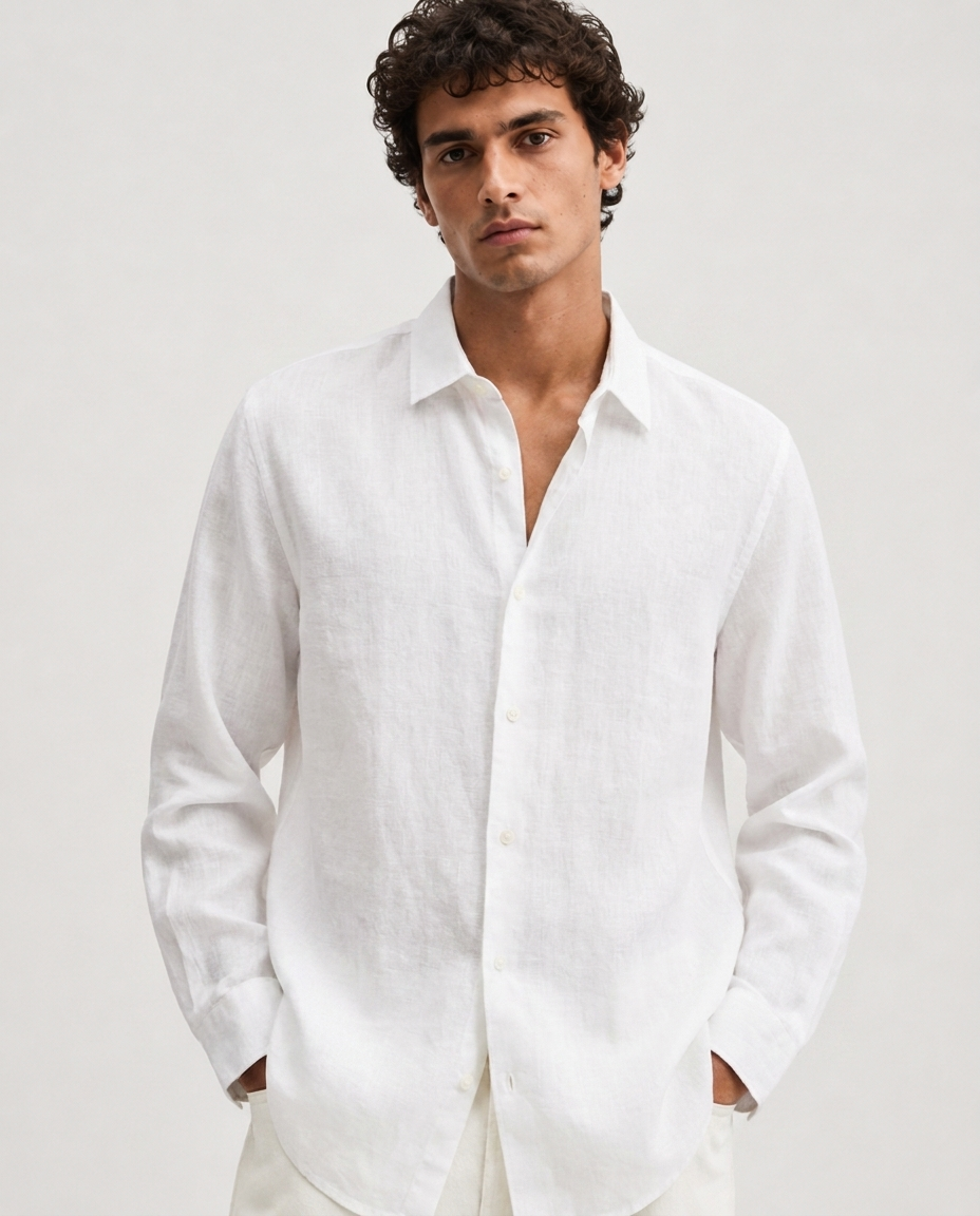 Chemise en Lin à Manches Longues – Tissu Respirant Coupe Classique Pour le Quotidien