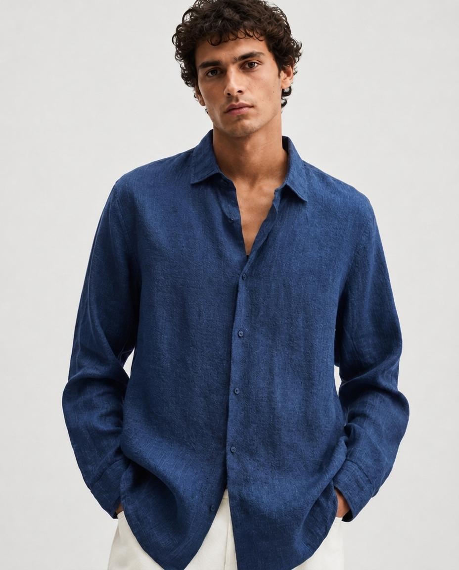 Chemise en Lin à Manches Longues – Tissu Respirant Coupe Classique Pour le Quotidien