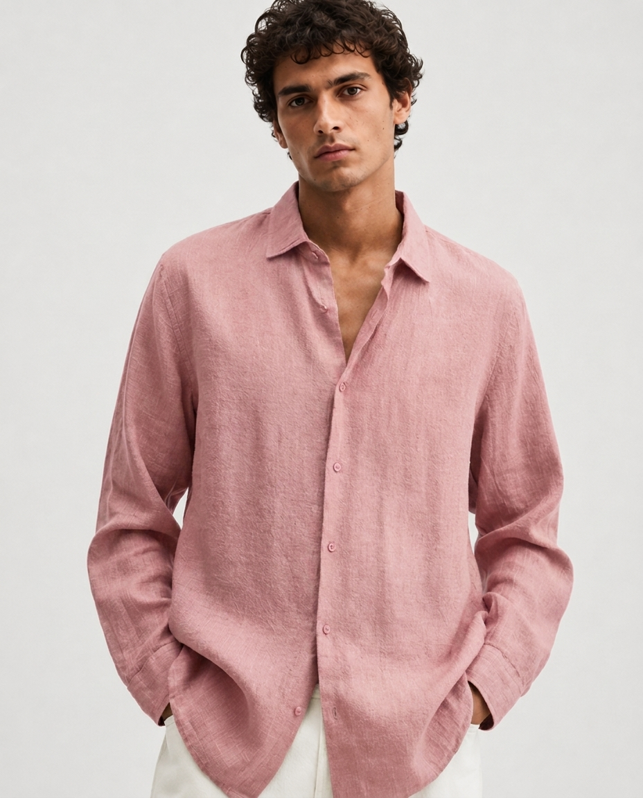 Chemise en Lin à Manches Longues – Tissu Respirant Coupe Classique Pour le Quotidien