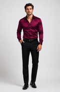 Chemise en Soie pour Homme – Col italien patte boutonnée bureau et cérémonie
