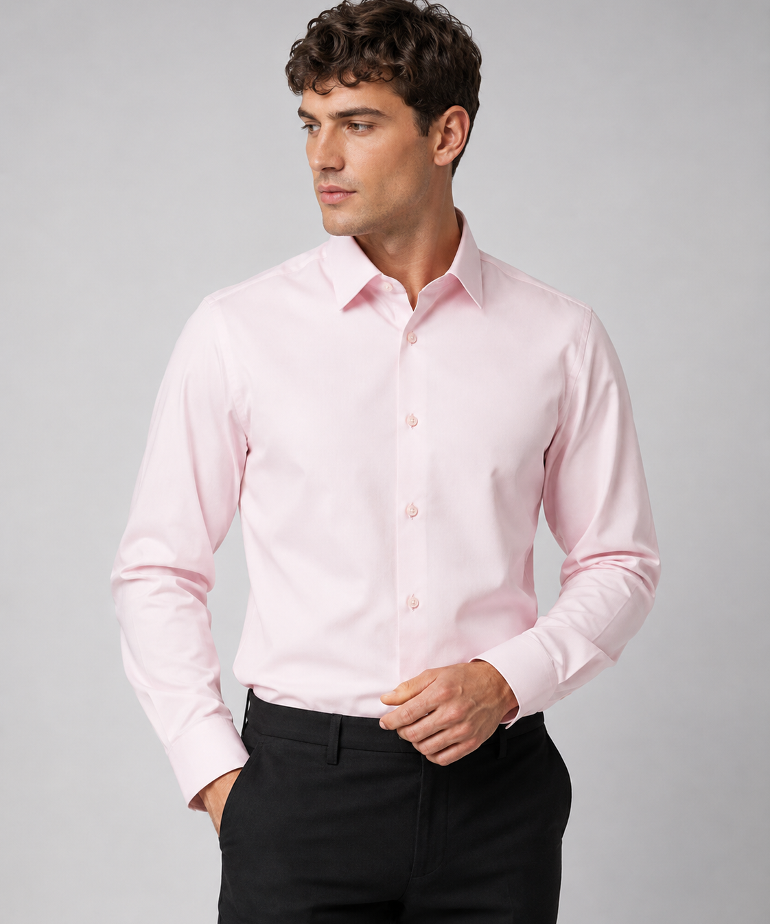 Chemise homme à manches longues, coupe décontractée, sans repassage, quatre saisons