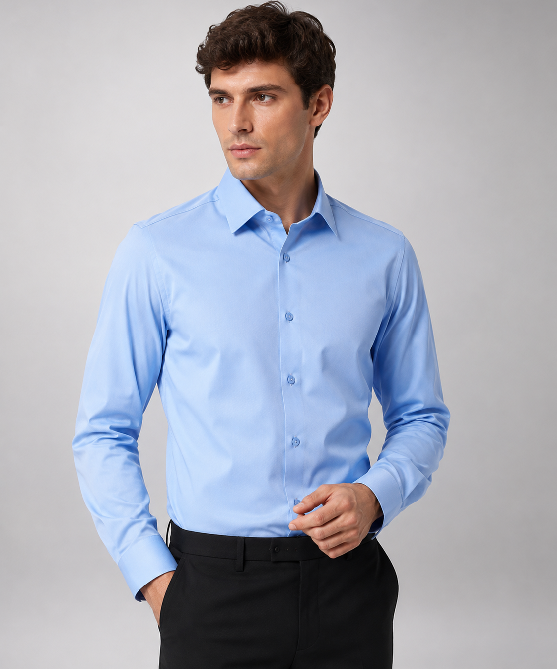 Chemise homme à manches longues, coupe décontractée, sans repassage, quatre saisons