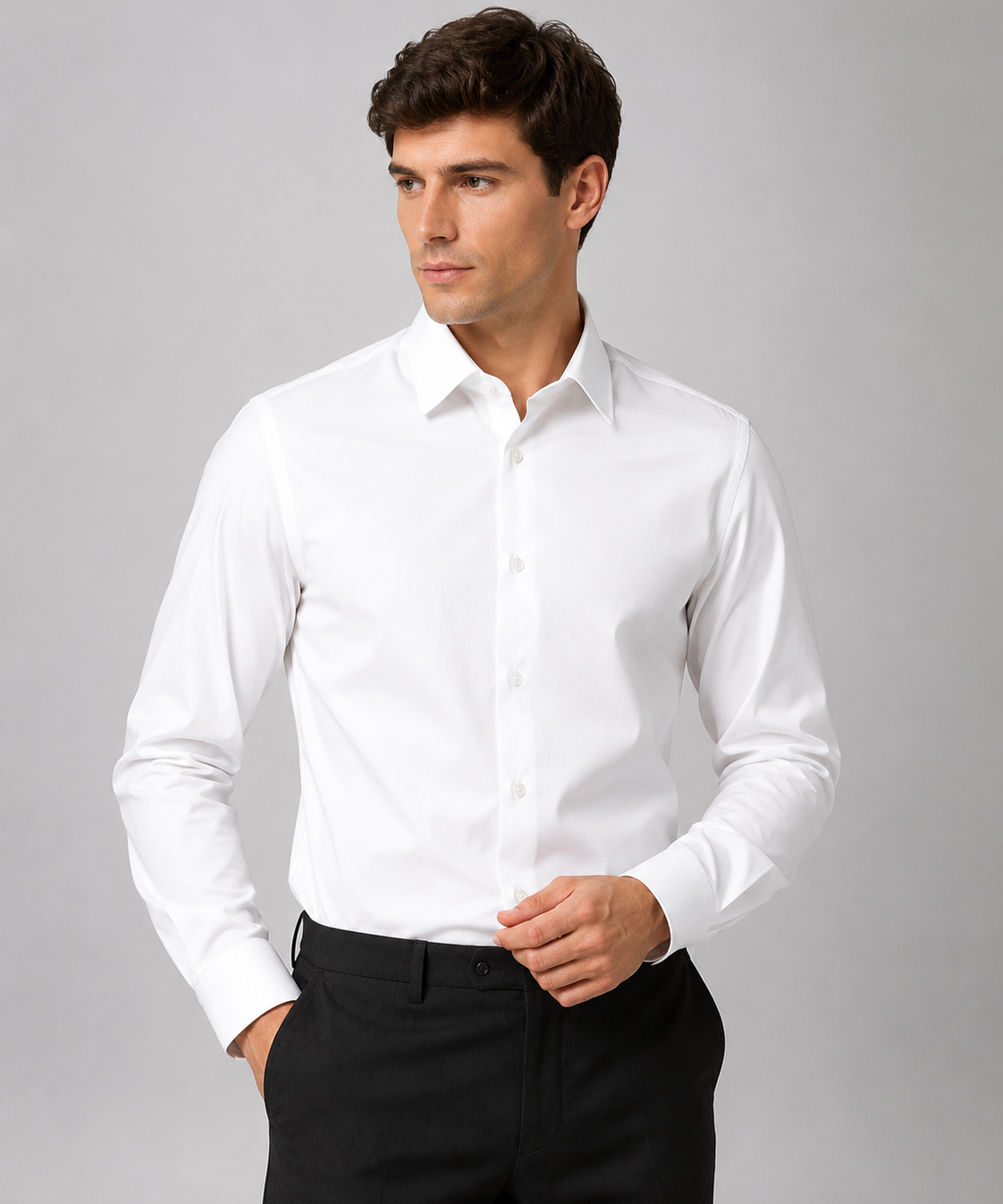 Chemise homme à manches longues, coupe décontractée, sans repassage, quatre saisons