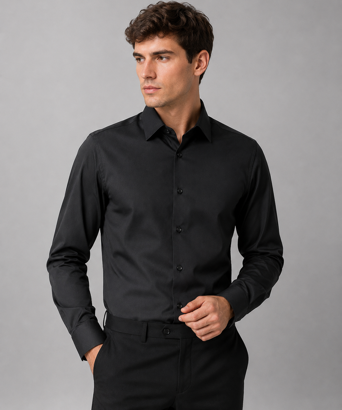 Chemise homme à manches longues, coupe décontractée, sans repassage, quatre saisons