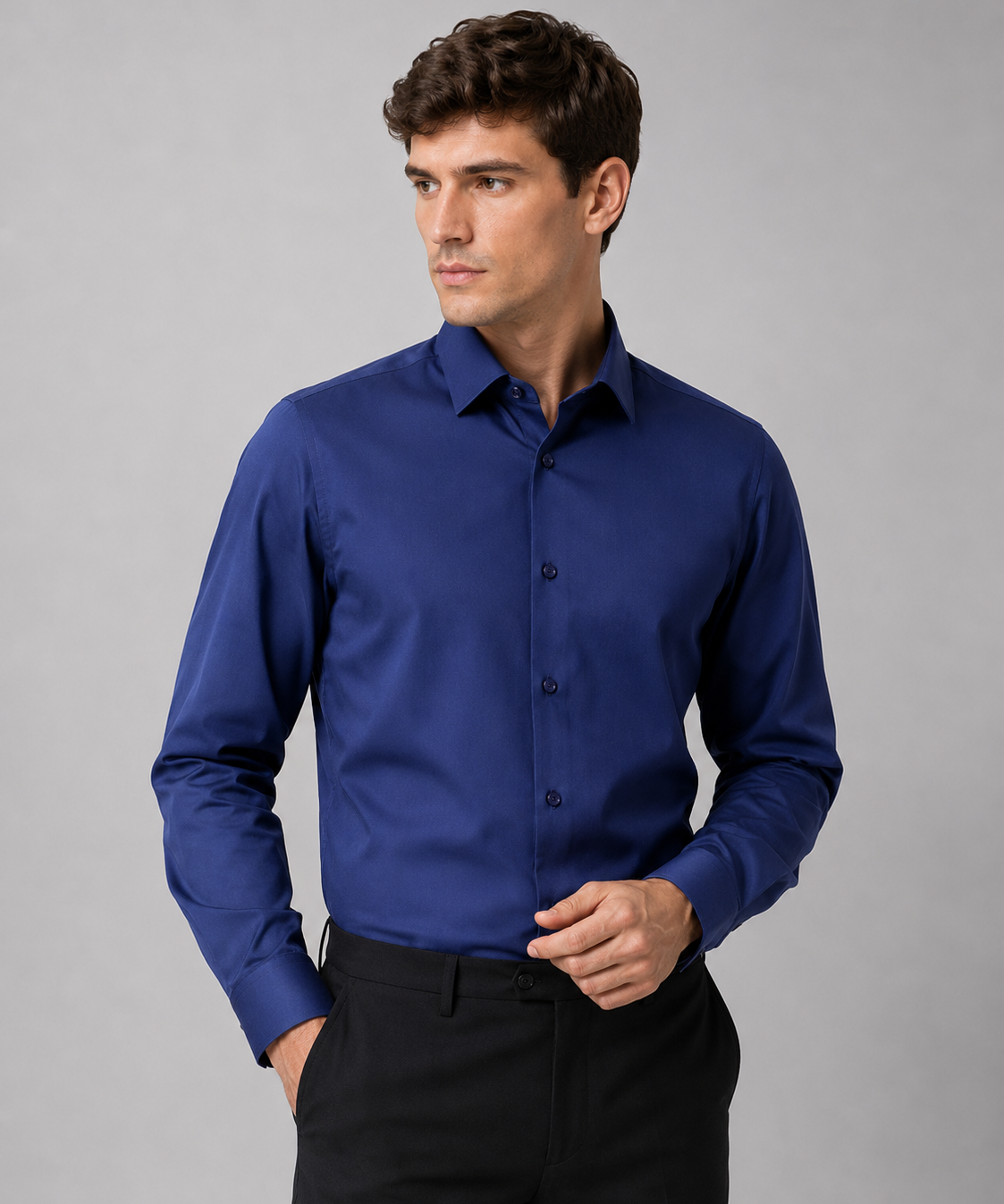 Chemise homme à manches longues, coupe décontractée, sans repassage, quatre saisons