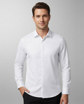 Chemise homme en polyester – Manches longues, coupe slim, style classique, affaires