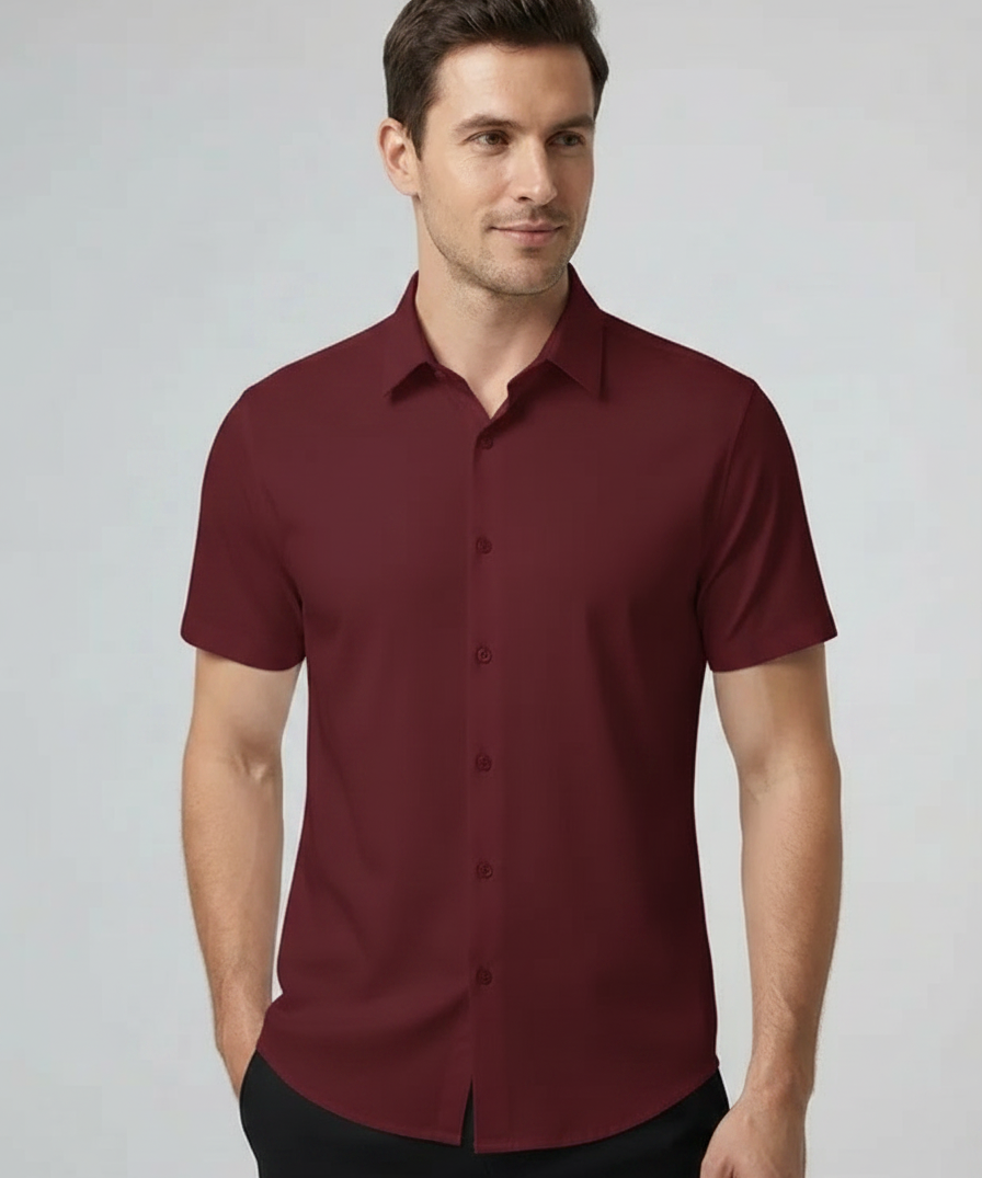 Chemise homme manches courtes – Sans repassage, ouverture complète, été
