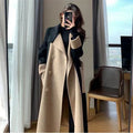 Manteau long femme bicolore élégant et sophistiqué