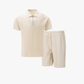 Ensemble Co-Ord - Polo à Col Zippé en Mélange Doux et Shorts à Cordon