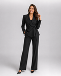 Costume Deux Pièces – Veste Ceinturée, Pantalon Large, Pour le Quotidien et les Occasions