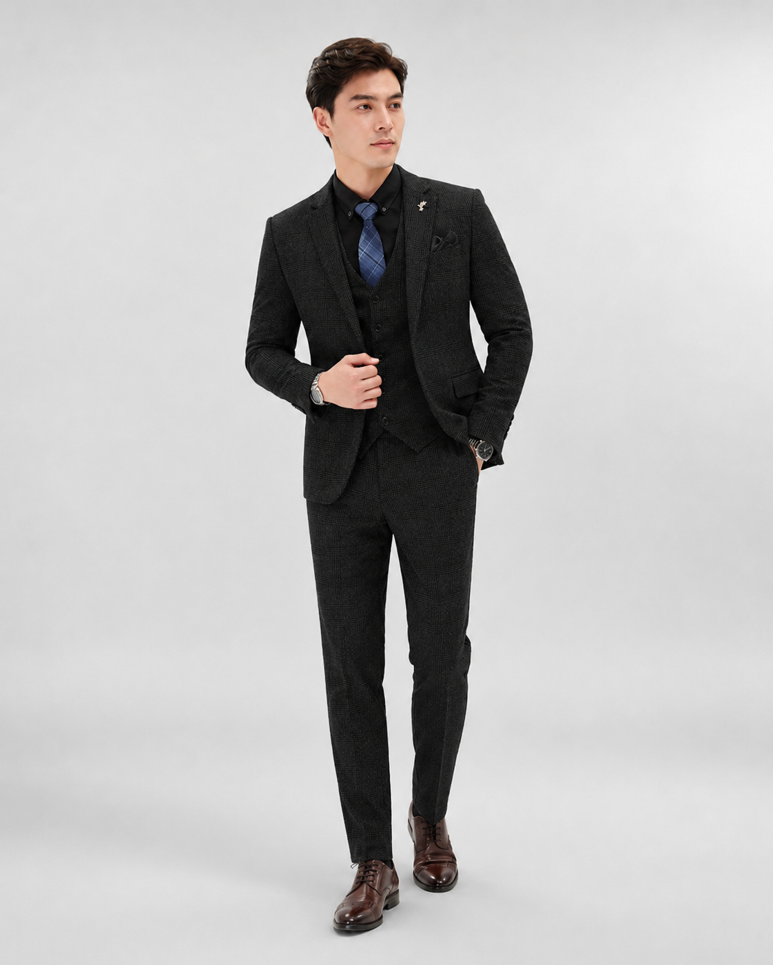 Costume Trois Pièces Coupe Slim – Gilet Ajusté et Pantalon pour Mariage et Cérémonie