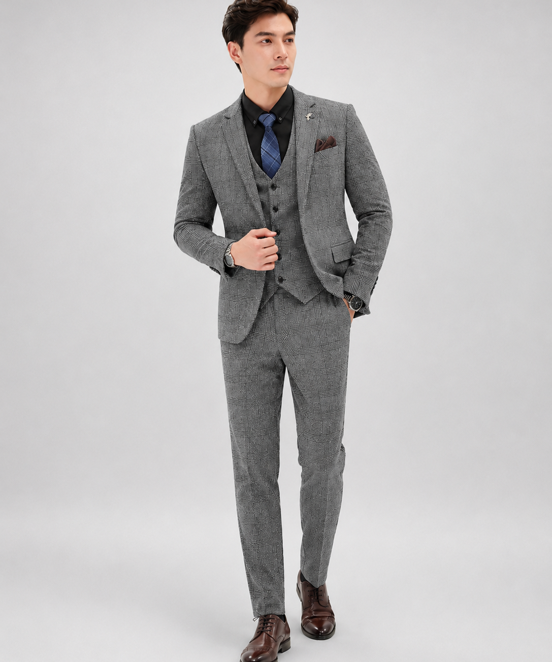 Costume Trois Pièces Coupe Slim – Gilet Ajusté et Pantalon pour Mariage et Cérémonie