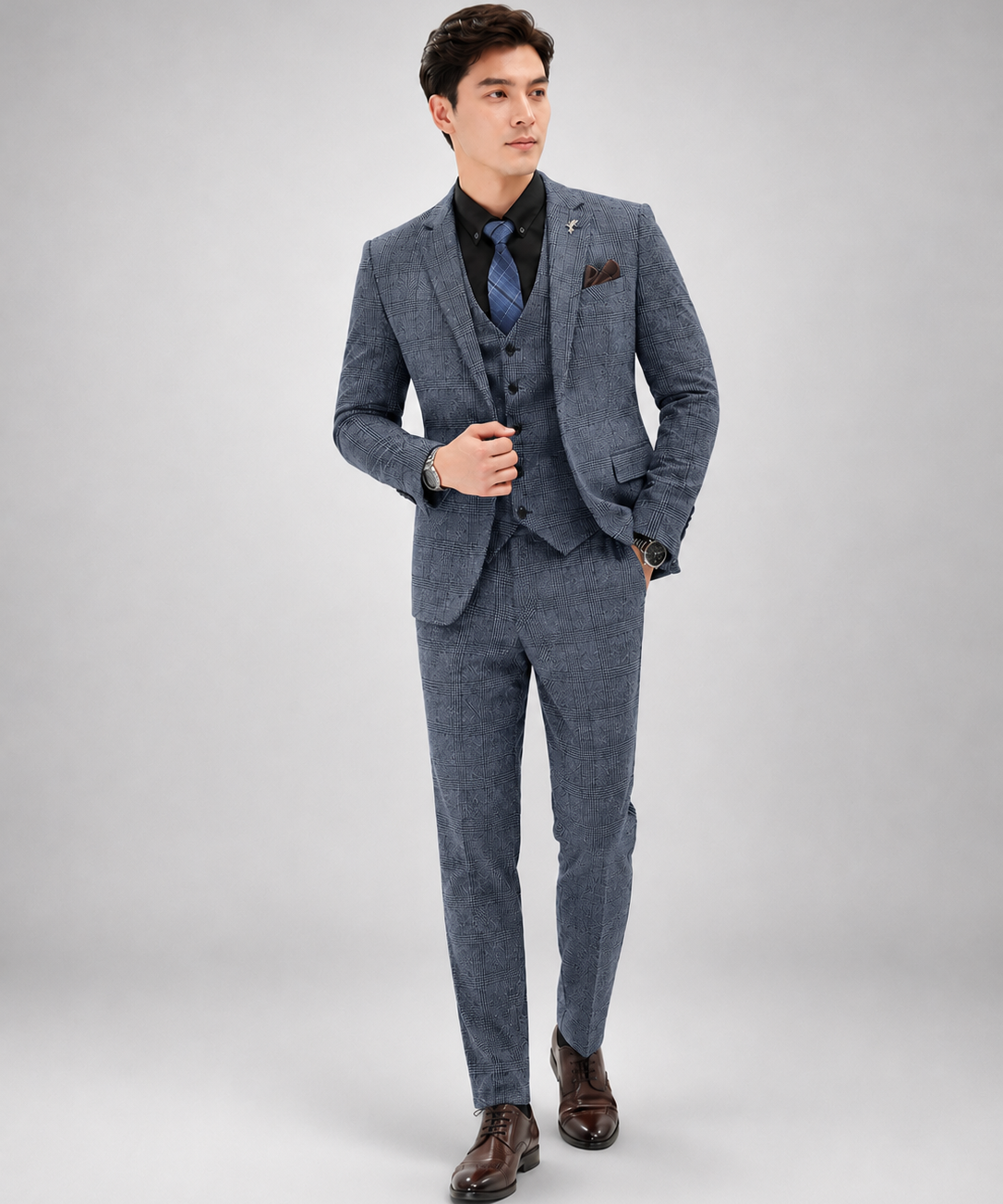 Costume Trois Pièces Coupe Slim – Gilet Ajusté et Pantalon pour Mariage et Cérémonie