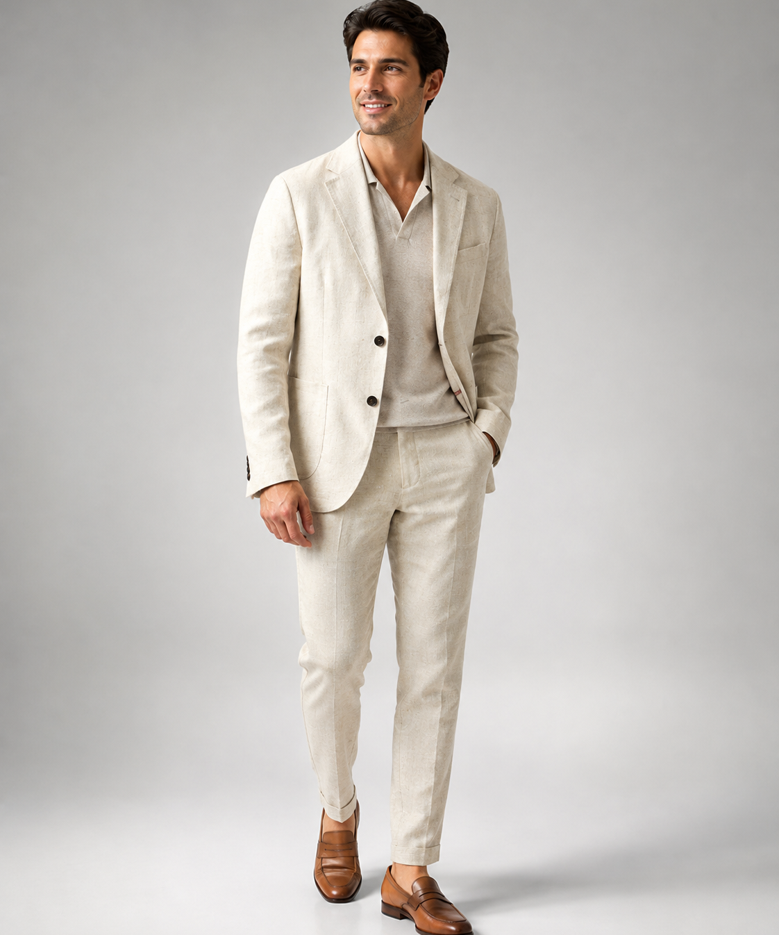 Costume homme en lin – Coupe slim, style décontracté, tenue professionnelle