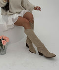 Bottes de cowboy beiges hautes au style western
