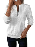 Sweat-Shirt Femme à Demi-Zip avec Texture Premium