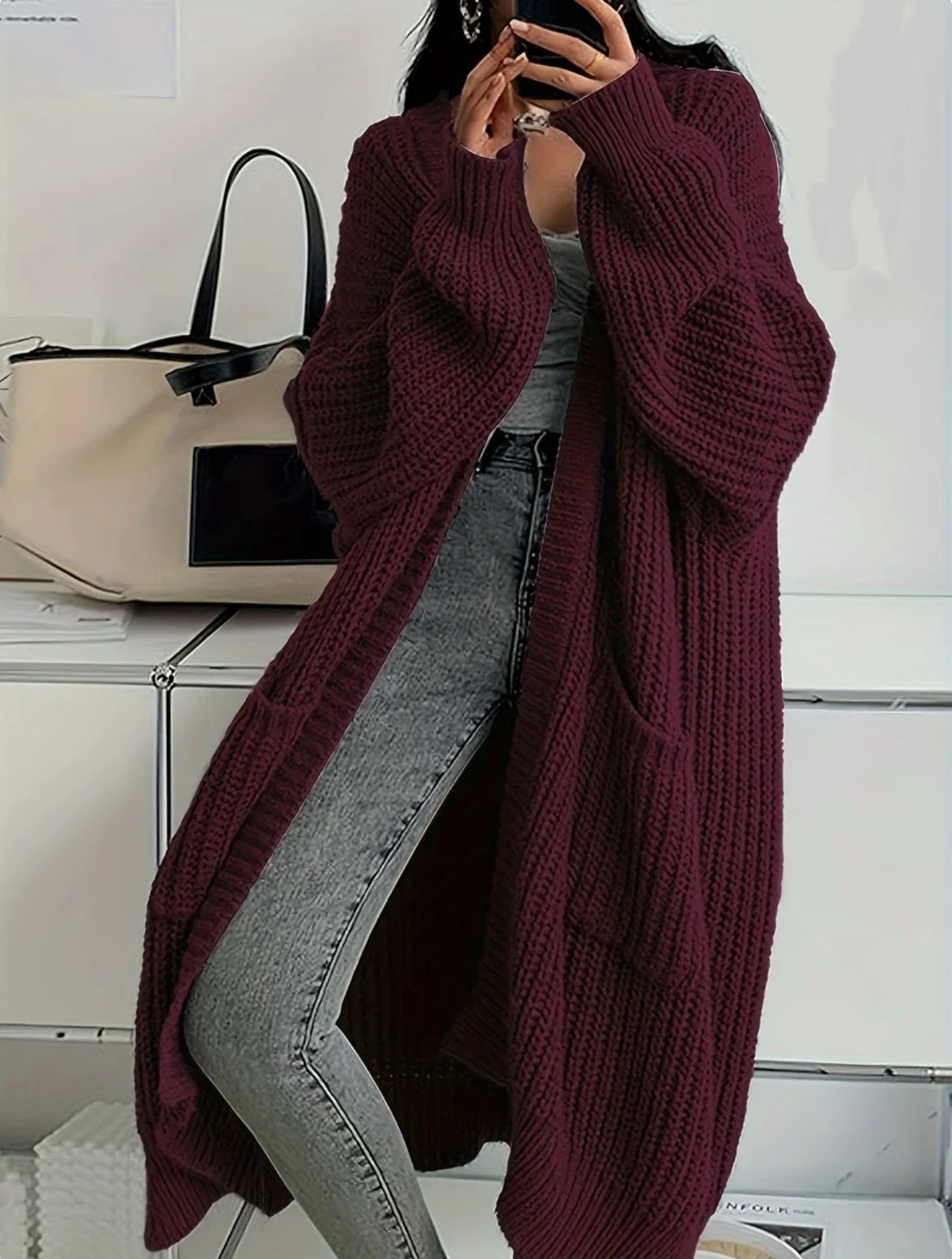 Manteau en Tricot Oversize pour Femme – Doux & Moderne