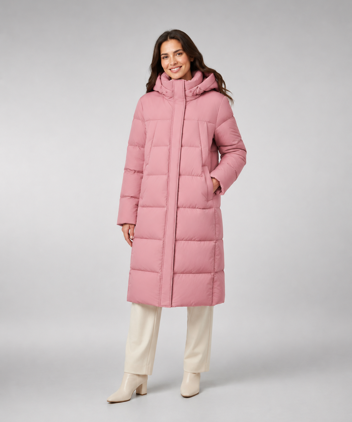 Doudoune Femme – Duvet de Canard, Coupe Longue à Capuche, Hiver