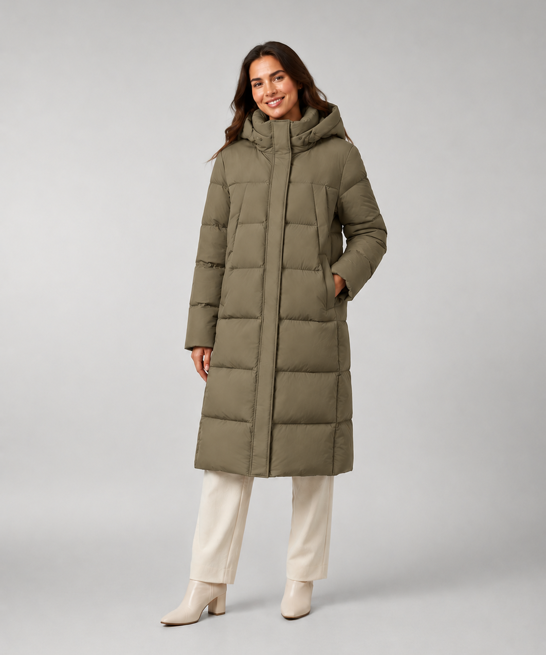 Doudoune Femme – Duvet de Canard, Coupe Longue à Capuche, Hiver