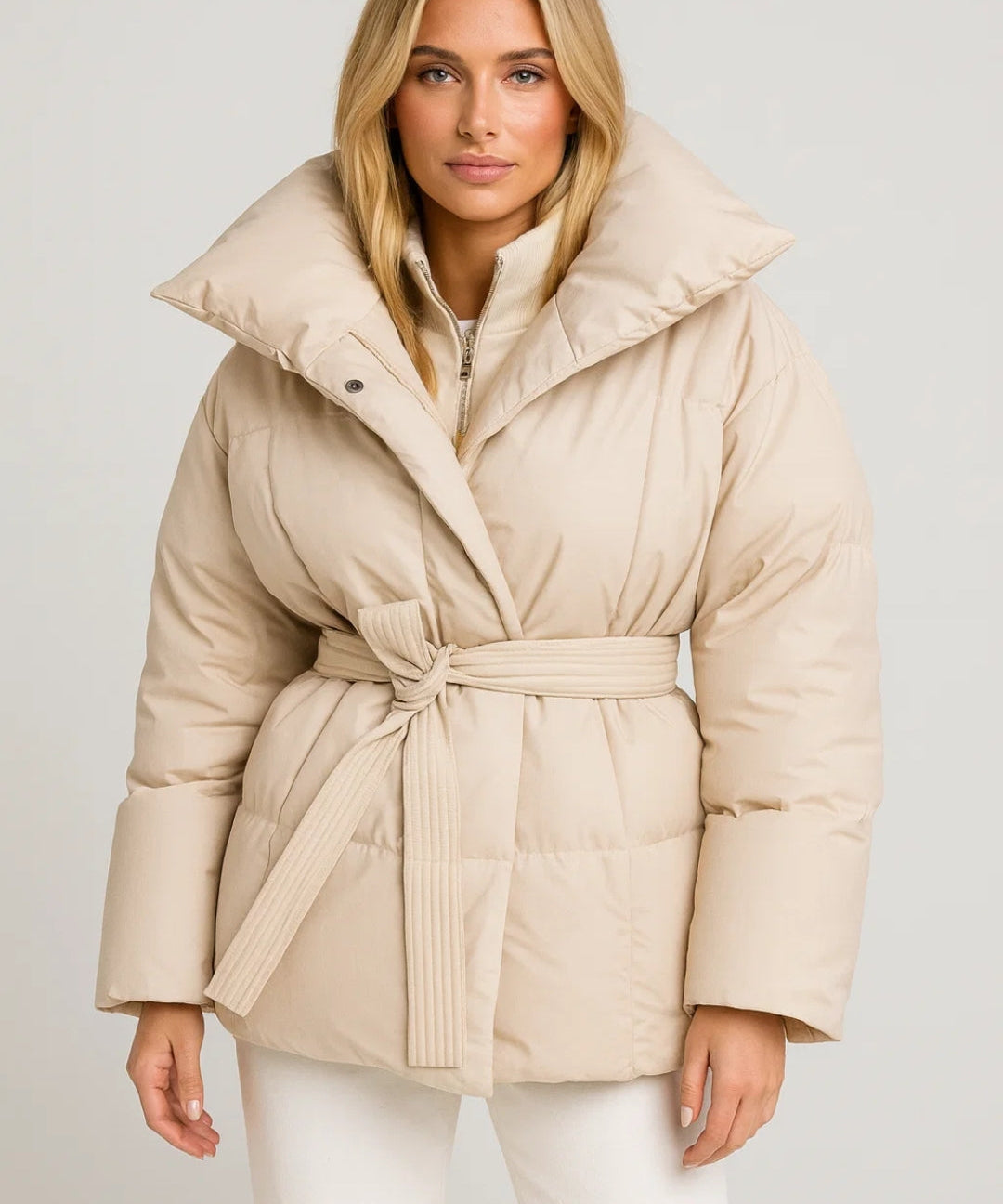 Doudoune Ceinturée Femme & Col Oversize Chic