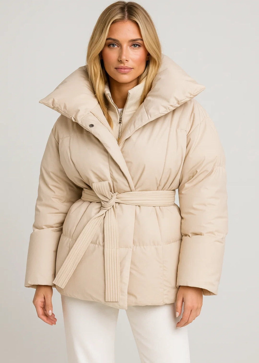 Doudoune Ceinturée Femme & Col Oversize Chic
