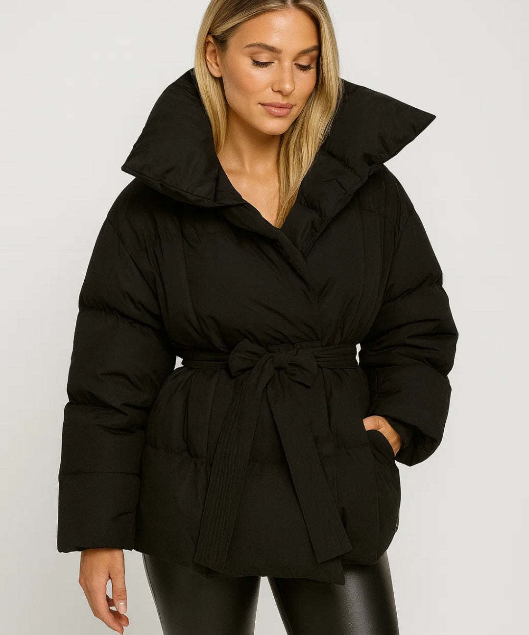 Doudoune Ceinturée Femme & Col Oversize Chic