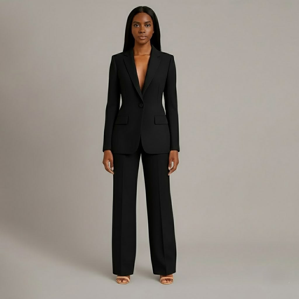 Ensemble de Costume Femme Chic avec Blazer Long Sur Mesure