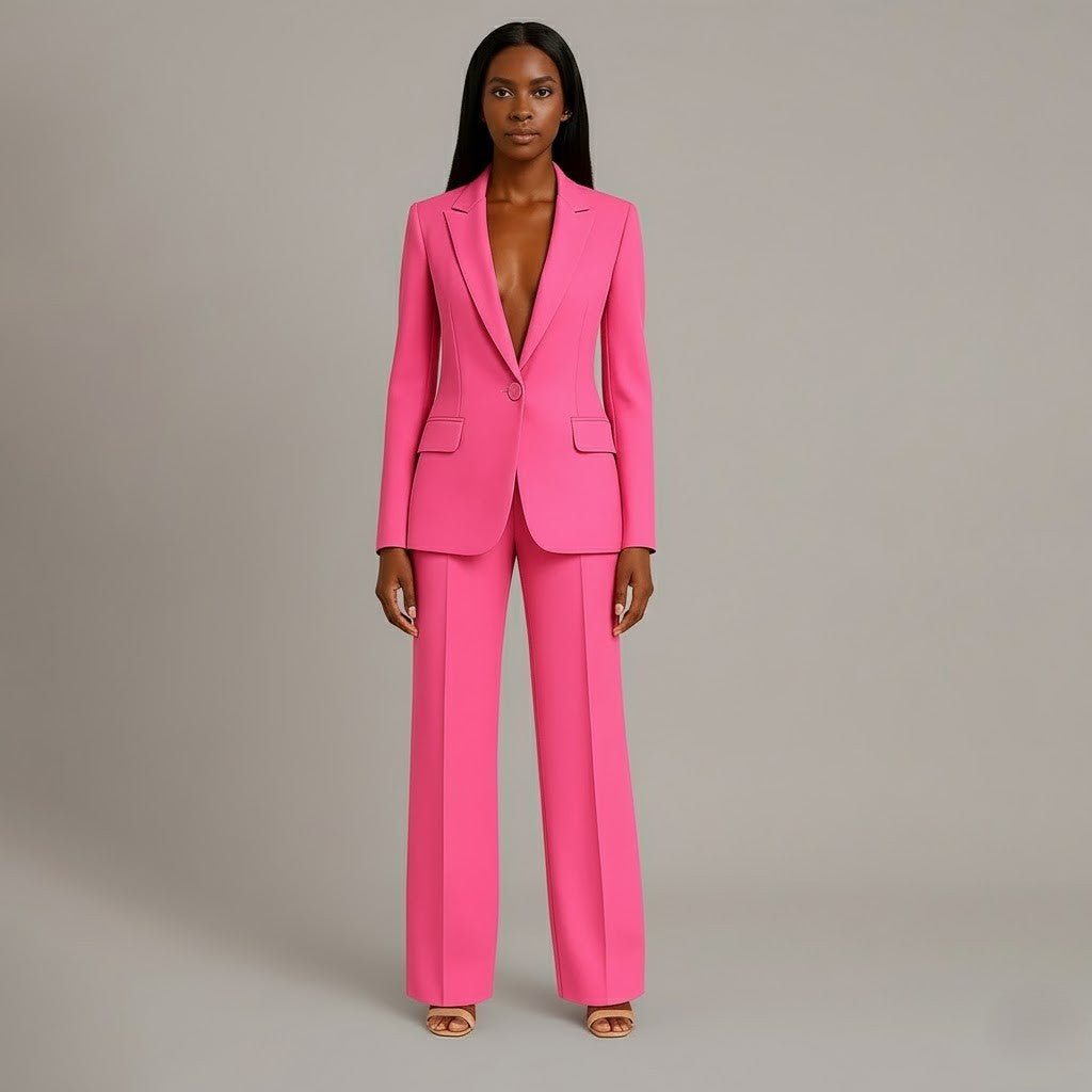 Ensemble de Costume Femme Chic avec Blazer Long Sur Mesure
