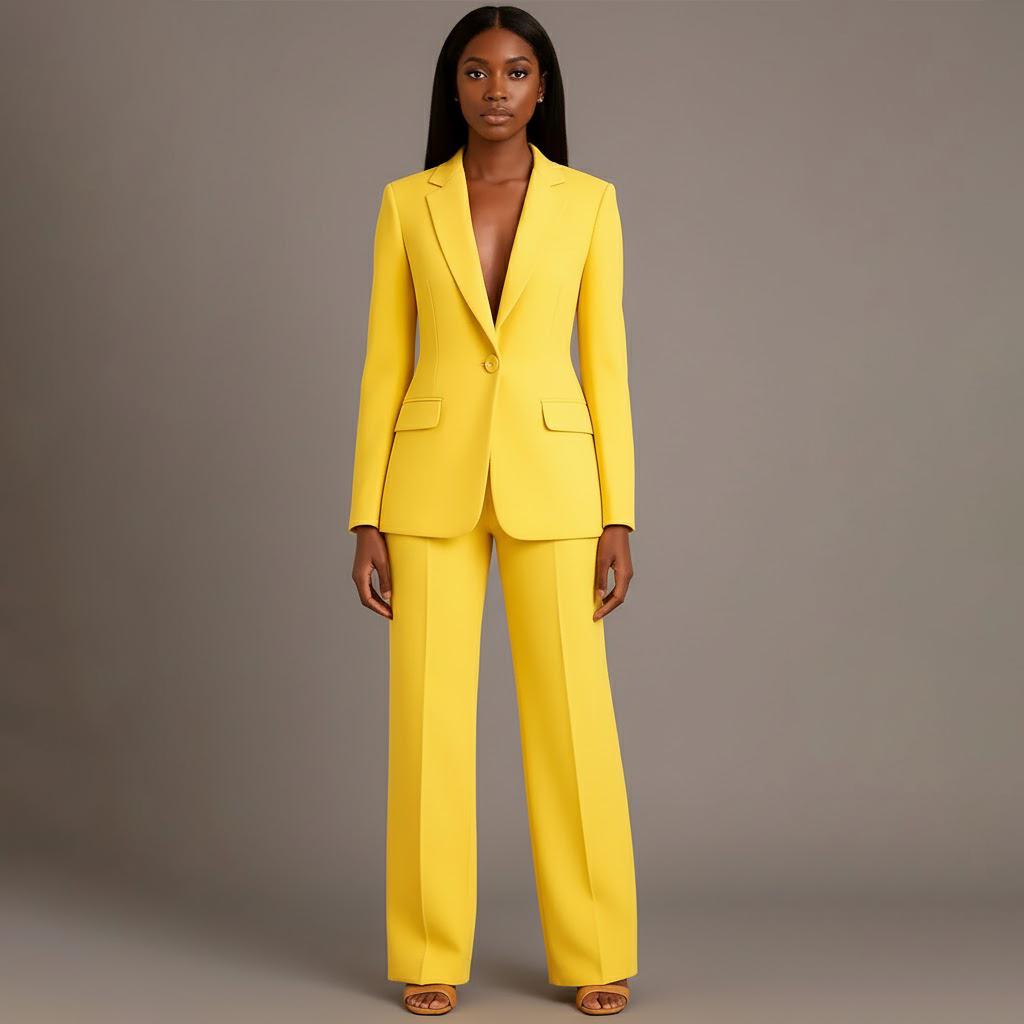 Ensemble de Costume Femme Chic avec Blazer Long Sur Mesure