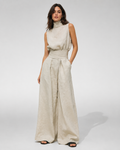 Ensemble Pantalon Large – Mélange Coton et Lin, Coupe Décontractée, Pour le Quotidien