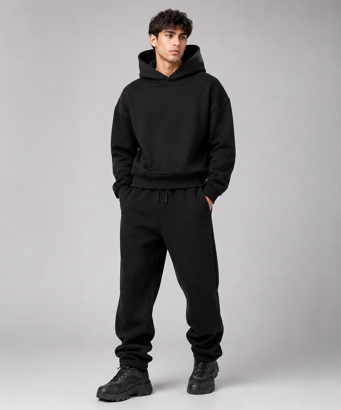 Ensemble deux pièces femme – Coupe oversize, sweat à capuche, style casual