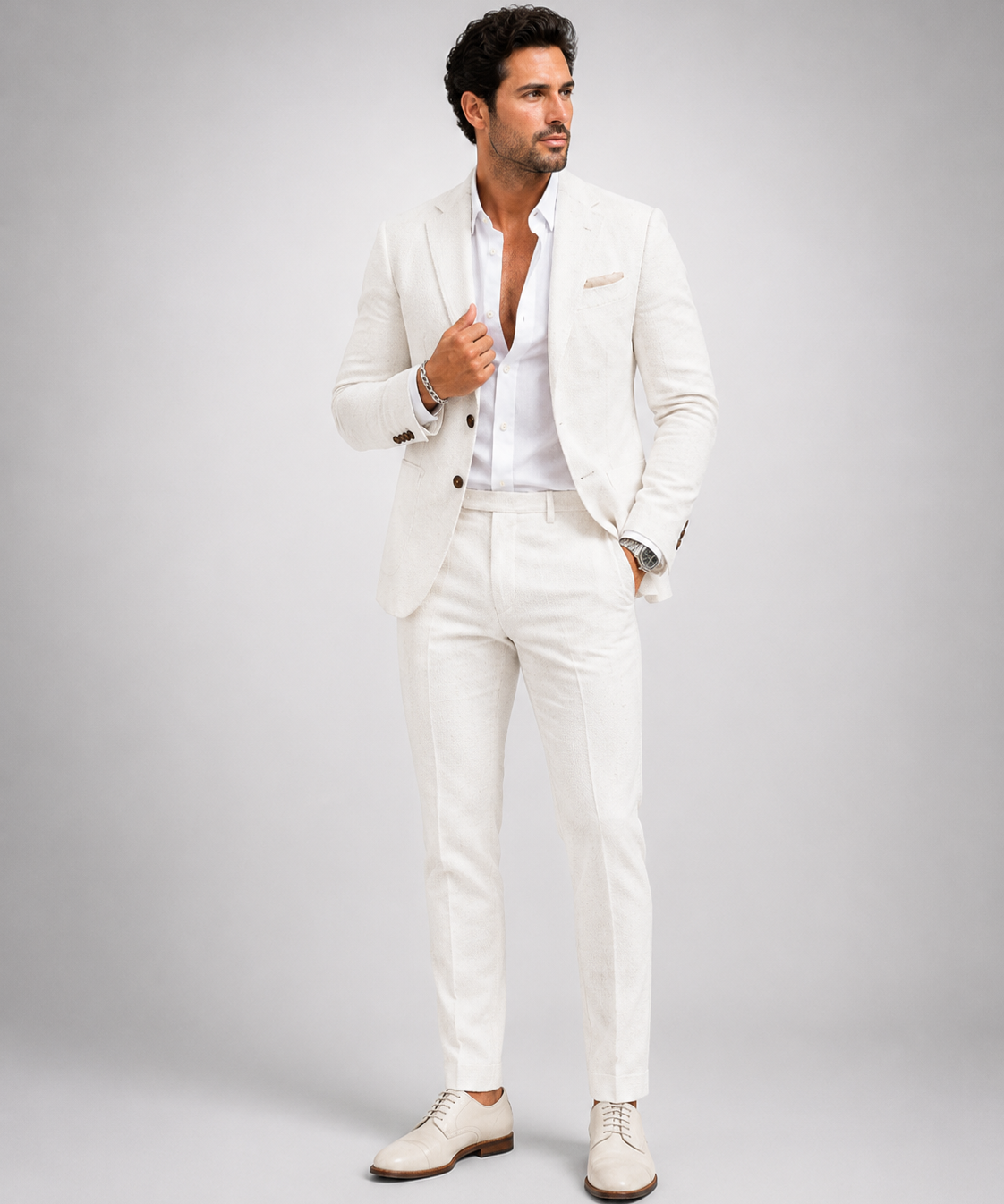 Ensemble en Lin pour Homme – Blazer Slim Fit, Coupe Élancée, Pour Mariage et Cérémonie