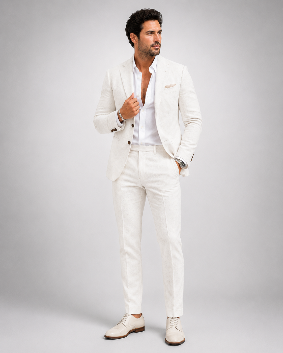Ensemble en Lin pour Homme – Blazer Slim Fit, Coupe Élancée, Pour Mariage et Cérémonie